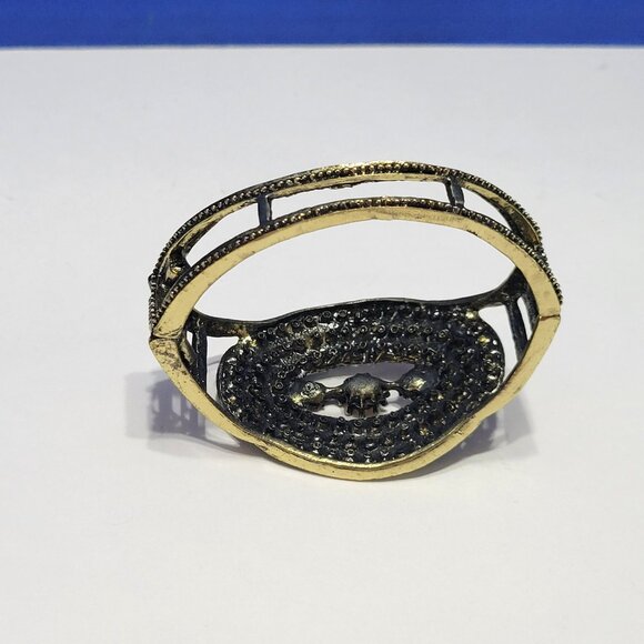 Vintage Rainbow Rhinestone Clamper Bangle Statement Bracelet - Picture 7 of 9